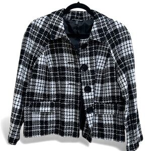 NEW Briggs New York Black and White Checkered Blazer                 Size 14 P
